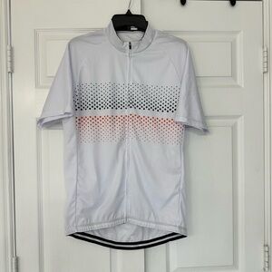 White Men’s Cycling Jersey with Dotted Design